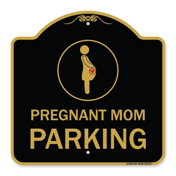 Signmission Pregnant Mom Parking W/ Graphic, Black & Gold Aluminum Architectural Sign, 18" x 18", BG-1818-23274 A-DES-BG-1818-23274 - main